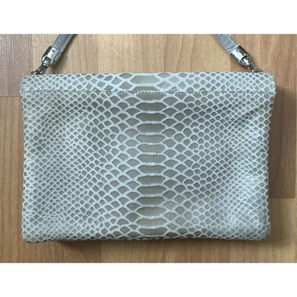 Vintage Due Fratelli Gray Leather Snakeskin Pattern Crossbody Bag Made Canada - Picture 6 of 10